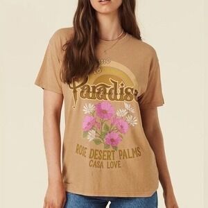 Spell & The Gypsy Welcome To Paradise Graphic Tee L Hemp Cotton Boho Sandstone